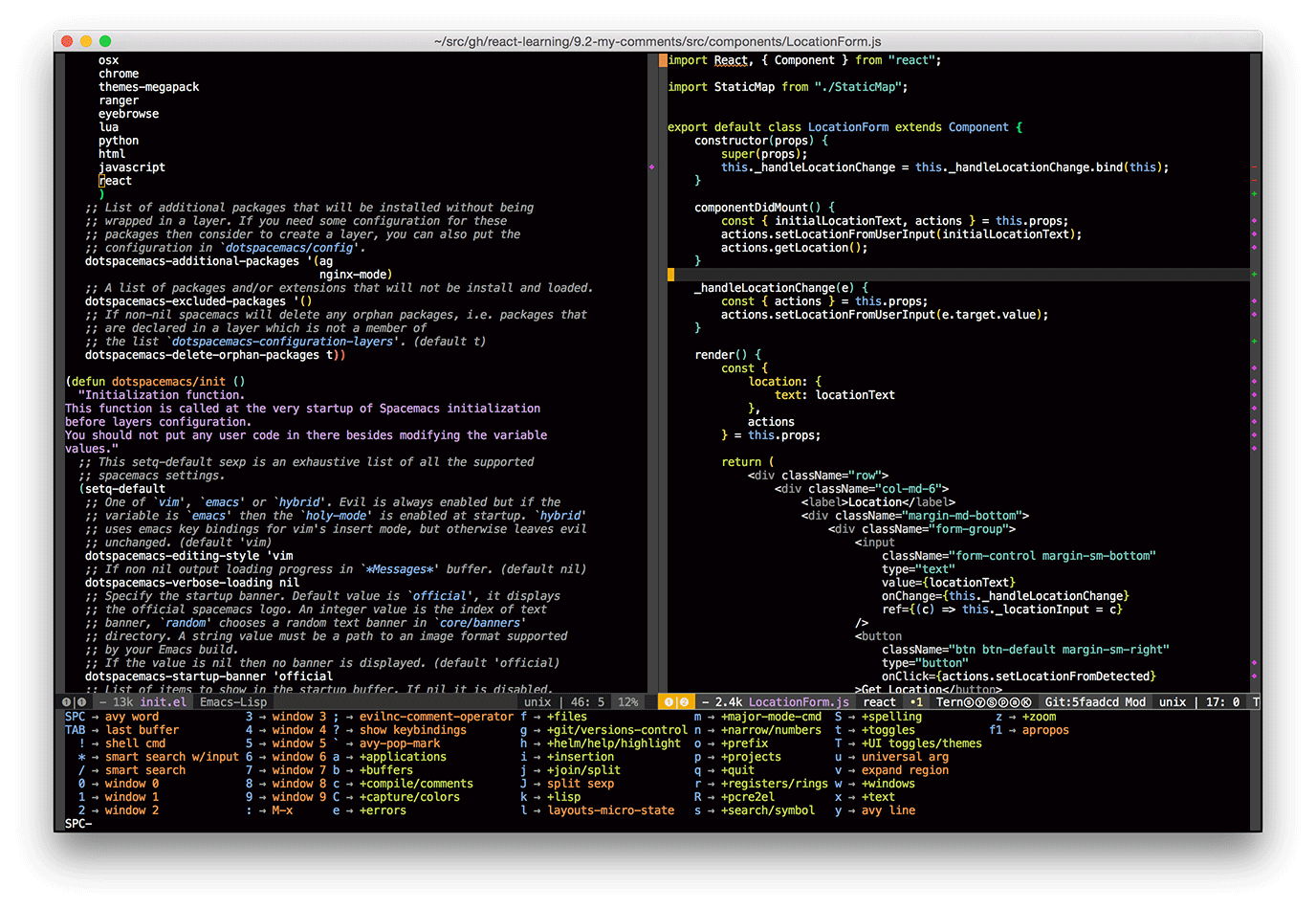 spacemacs screenshot